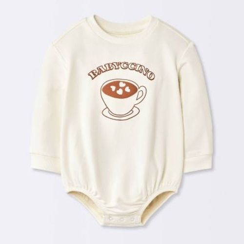 Baby Babyccino Sweatshirt Bubble Romper - Cloud Island™ Off-White 0-3M
