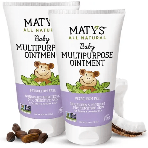 Matys Multipurpose Baby Ointment, All Over Gentle Skin Protection for Newborns & Up, Soothes Dry Irritated Skin, Diaper Area, Dry Scalp, Drool Irritation, Petroleum Free, 2 Pack, 3.75 oz each tube