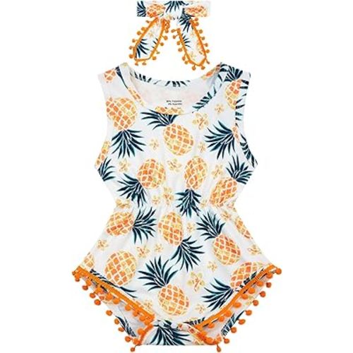 BFUSTYLE Baby Girl Clothes 0-24 Months Outfit Sleeveless Infant Romper Bodysuit with Headband