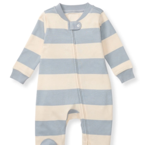 Rugby Stripe Organic Cotton Sleep And Play Quarry