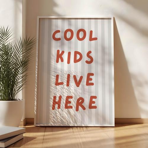 Cool Kids Live Here PRINTABLE POSTER, Playroom Decor, Printable Kids Art, Nursery Decor, Kids Room Decor, Playroom Poster, Cool Kids Print