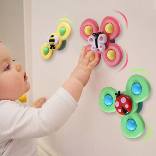 3PCS Whirly Spinner Toys Funny Butterfly Suction Cup Spinning Top Toy Bath Toy