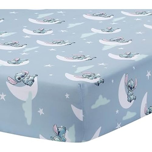 Bedtime Originals Disney Stitch Soft Microfiber Blue Baby Fitted Crib Sheet