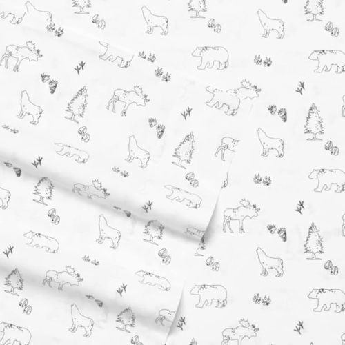 Eddie Bauer - Twin Size Sheet Set, 100% Cotton Percale Bedding, Crisp & Breathable Bed Sheets with Pillowcase, Fully Elastic Fitted Sheet, Deep Pocket Fit (Animal Tracks)