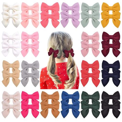 Jollybows 40PCS 2.8" Baby Girls Hair Bows Alligator Clips Woolen Hair Barrettes Hair Accessories for Little Girls Toddlers Teens Kids (1- Light Multi-colored)