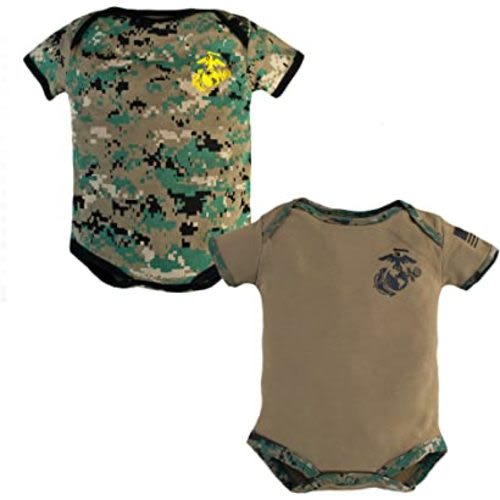 Baby Bodysuits 2 Pk. USMC Woodland Camo and Coyote Brown