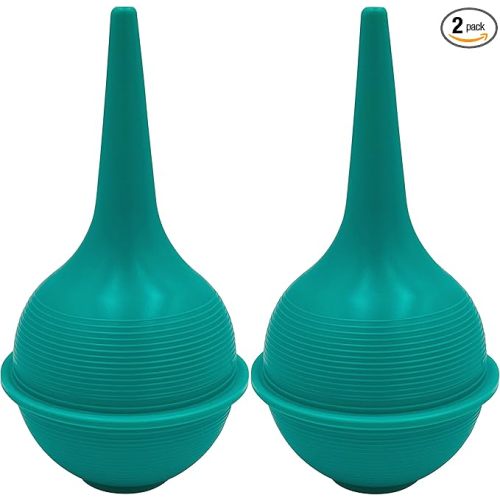 Sterile Rubber Bulb Syringe - 2 Pack, 3oz/90ml Ear Bulb Syringe For Removing Ear Wax, Baby & Adult Nasal Care, Sinus Rinse, Gentle Mucus Removal, Anti-slip Grip, Flat Bottom Design