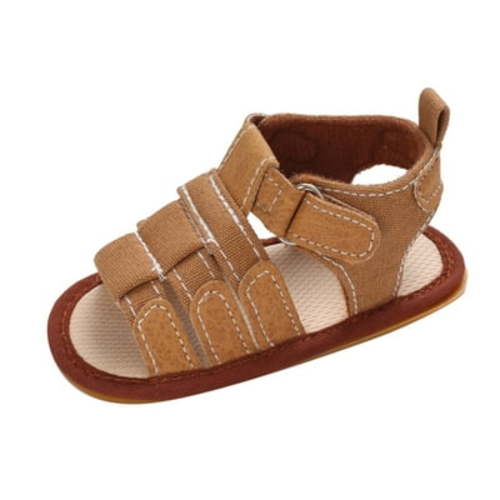 Baby Sandals Spring and Summer Toddler Boys and Girls Flat Bottom Light Hook Loop Solid Color Roman Style Boys Baby Shoes 12-18 Months