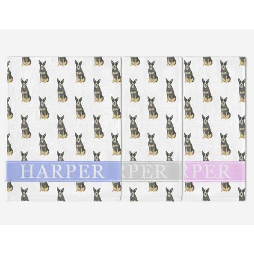 Personalized Blue Australian Cattledog Heeler Minky Baby Blanket