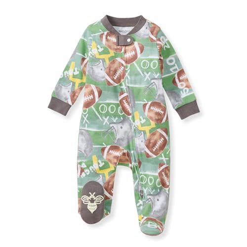 Burt's Bees Baby Baby Girls Pajamas, Zip Front Non-Slip Footed Sleeper Pjs, 100% Organic Cotton