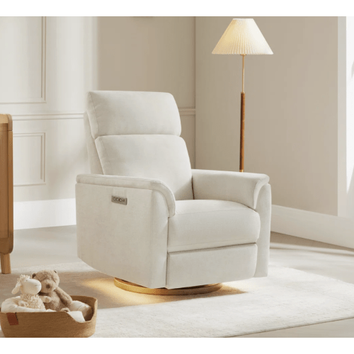 Latitude Run® Linen Dual Motor Swivel Glider Power Recliner With Power Headrest and Nightlight & Reviews | Wayfair