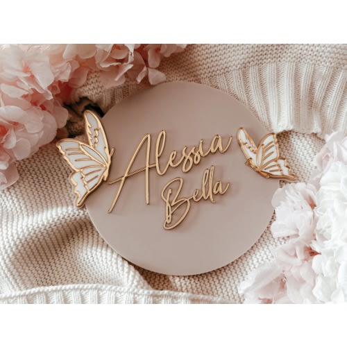 Butterfly baby girl birth announcement sign