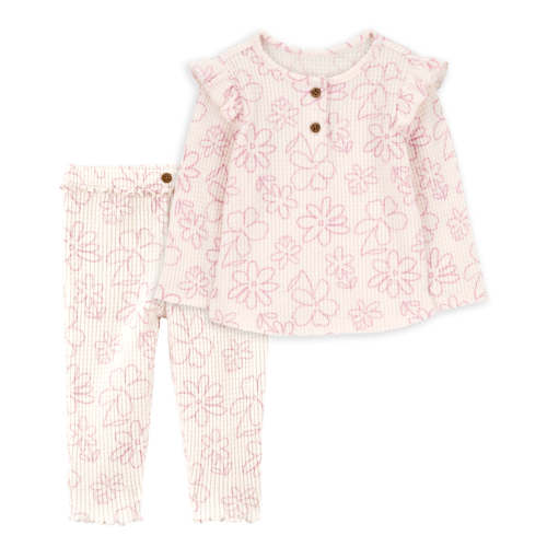 Baby 2-Piece Floral Thermal Top & Pull-On Pants Set | Carter's