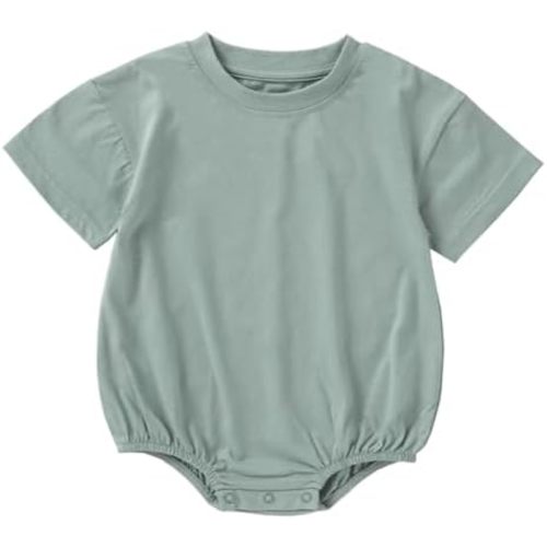 Bafeicao Baby Boy Girl Bubble Romper Organic Cotton Infant Summer Oversized Toddler T-Shirt Bodysuit Short Sleeve