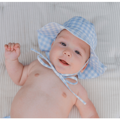 baby oasis blue gingham sun hat | minnow swim