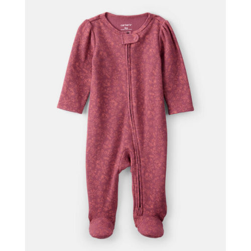 Baby Girl Floral Print Cotton Long-Sleeve 2-Way Zip Sleep & Play - Pink - Carter's | Carter's