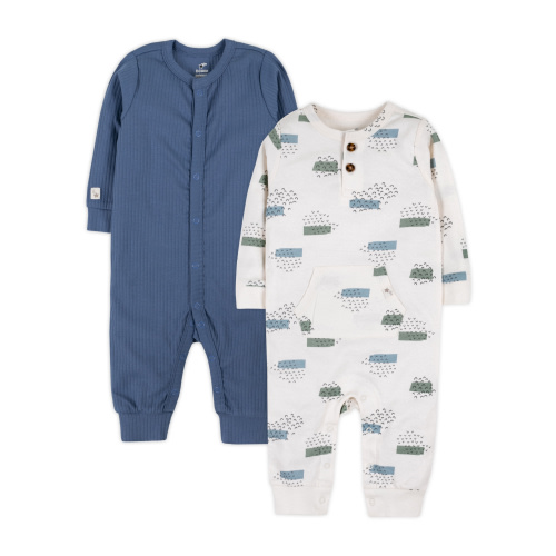 Little Star Organic Baby Boys 2Pk Coveralls, Size Newborn-12M