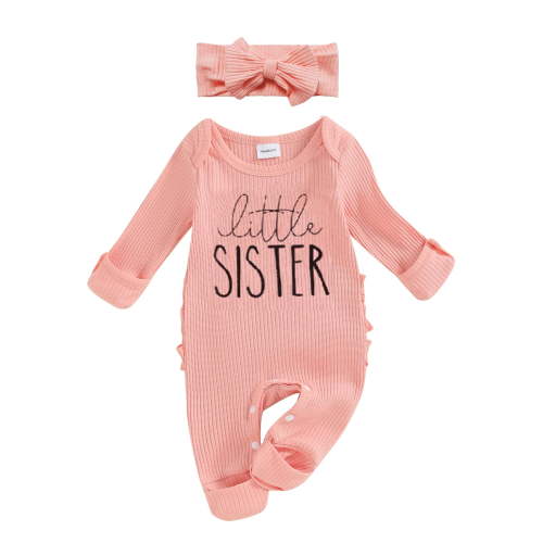 Okbabeha Im New Here Newborn Outfit Girl Long Sleeve Letter Romper Ribbed Knit Jumpsuit Baby Girl Preemie Coming Home Outfit