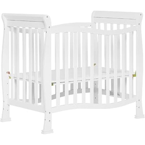 Violet 4-In-1 Convertible Mini Crib In White, Greenguard Gold Certified, JPMA Certified, 3 Position Mattress Height Settings, Non-Toxic Finish