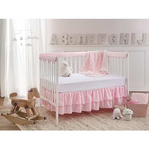 American Baby Company Double Layer Ruffled Crib Skirt, Blush Pink, for Girls, 1 Count (Pack of 1)