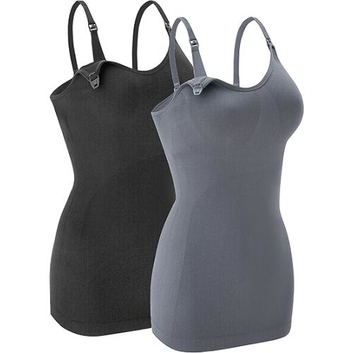 Nursing Tank Tops for Breastfeeding - Pregnancy Must Haves Maternity Camisoles with Built in Bra