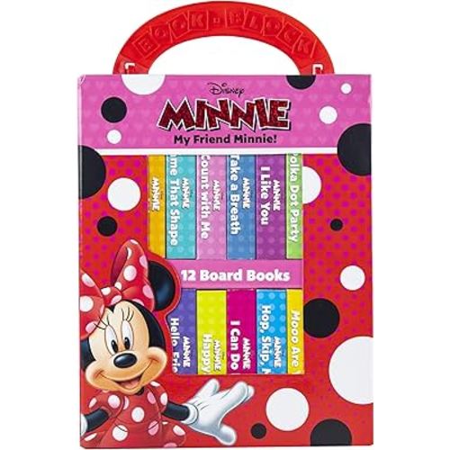 Disney - My Friend Minnie Mouse - My First Library 12 Board Book Block Set - Great for Teaching First Words - PI Kids