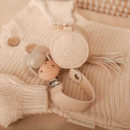 Vegan Leather Dummy Clip & Case Bundle - Sand | 3 Little Crowns