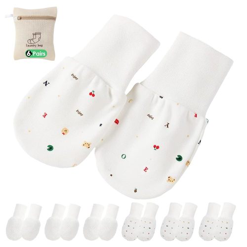 Newborn Baby Mittens Anti Scratch Baby Mittens No Scratch Mittens Baby Gloves for 0-6 Months Boys Girls (6 Pairs-S)