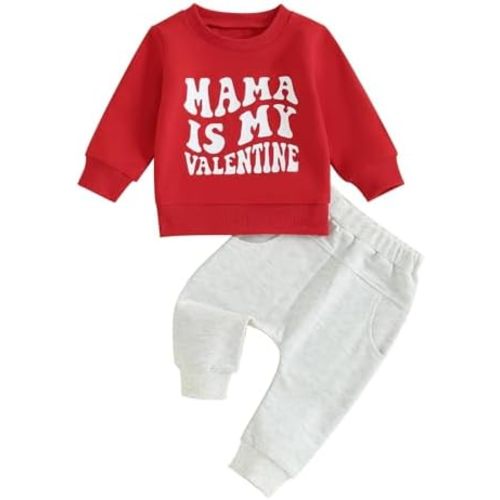 Murnouche Toddler Baby Boy Fall Winter Outfits Letter Crewneck Sweatshirt Casual Pants 2Pcs Clothes Set