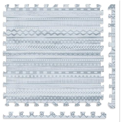 Play Platoon Non-Toxic Large Kids Play Mats for Floor, 9 Tile 72 x 72 inch - Extra-Thick Foam Tiles, 24 x 24 inch Puzzle Mat Pieces, Neutral Playmat Rug for Toddler & Childrens Playroom - Acadia Print