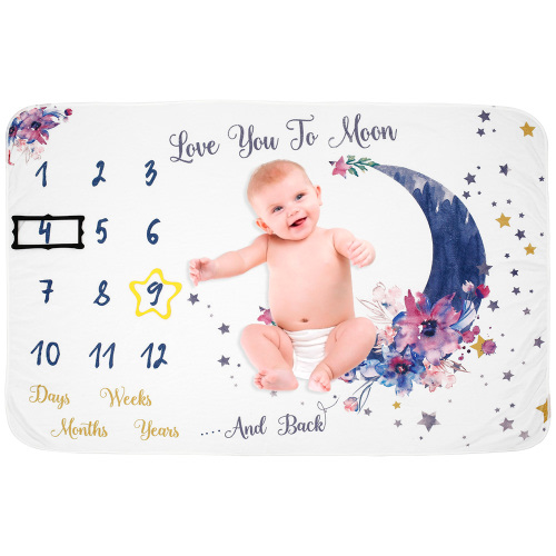 Toorise Baby Monthly Milestone Blankets Infant Boys Girls Soft Flannel Floral Memory Blankets 100 x 150 cm Large Cute Infant Newborn Baby Photo Background Blanket for Home Baby Shower Sleep Studio Pho