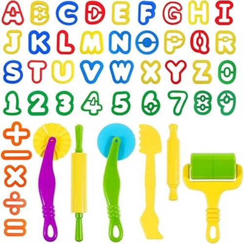 Dough Tools Play Dough Cutters, Various Shapes Include of Letters, Numbers, Symbols (47 PCS)