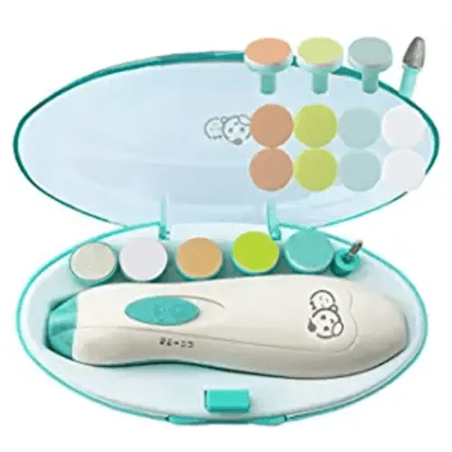 Baby Nail Clippers 20 in 1 by Royal Angels | Safe Electric Baby Nail Trimmer, Baby Nail File Kit, Additional Replacement Heads, Newborn Toddler Toes and Fingernails, Trim and Polish (Green)