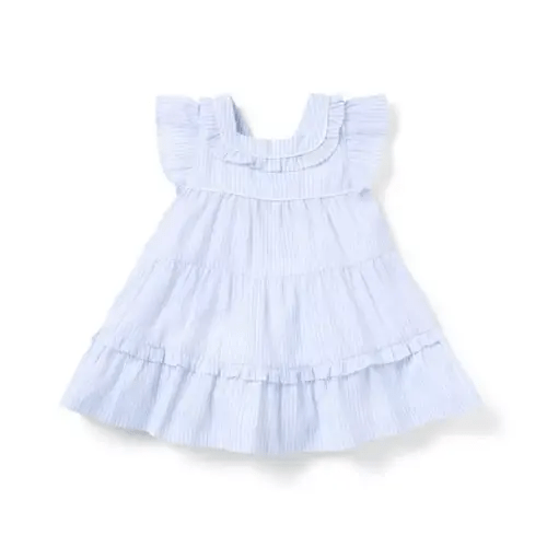 Baby Dreamy Blue Stripe Baby Striped Ruffle Dress by Janie and Jack