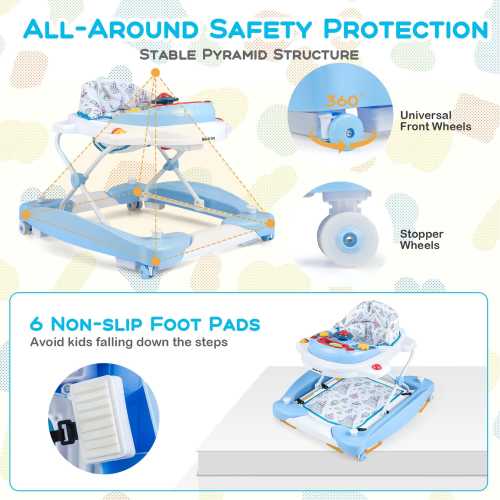 Honeyjoy 6 in 1 Baby Walker Adjustable Toddler Walker & Activity - See Details