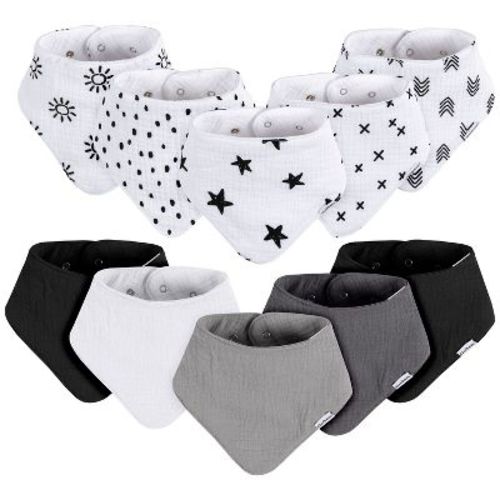 Gerber Neutral Baby Muslin Bandana Bibs - Multi Whites - One Size Fits Most - 10-pack