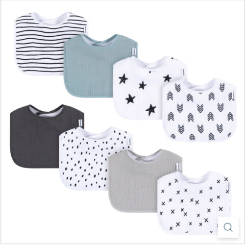 8-Pack Baby Neutral Black & White Muslin Drooling Bibs – Gerber Childrenswear