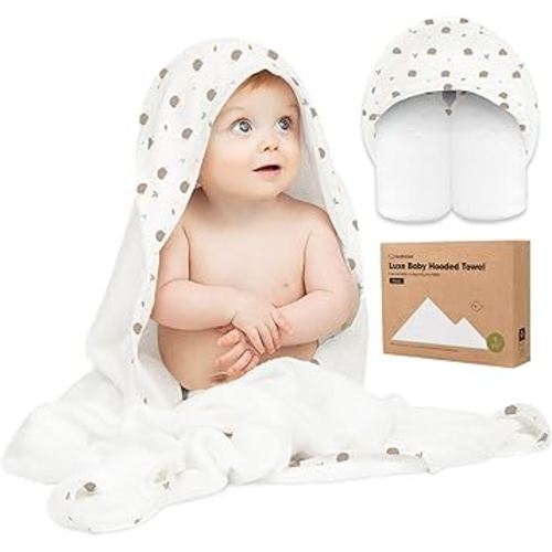 KeaBabies Hooded Baby Towel for Newborn - Viscose Derived from Bamboo Large Baby Bath Towels with Hood for Boys, Girls, Toddler, Extra Absorbent & Soft Newborn Bath Essentials (Bruce)