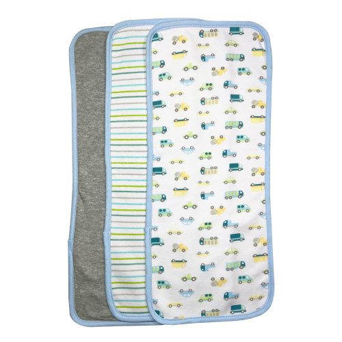 Spasilk Baby 3 Pack 100% Cotton Burp Cloths for Newborn Boys and Girls, Blue Cars, One Size