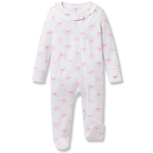 Baby's Pima Ruffle Collar Romper in Blushing Bows