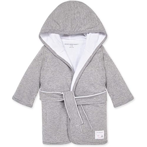 Burts Bees Baby Unisex-Child Hooded Bathrobe - 9 Months - Heather Grey