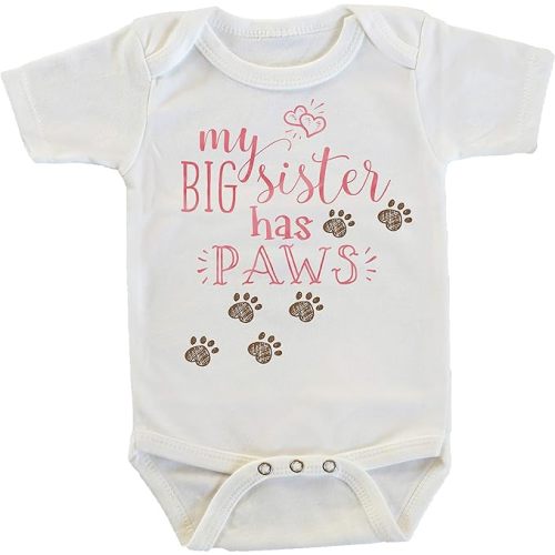 Witty and Bitty My Big Sister Has Paws in Pink Onesie/Bodysuit