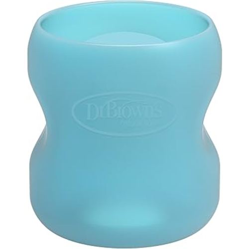 Dr. Brown's Options+ Wide-Neck Glass Bottle Sleeve, 100% Silicone, Blue, BPA-Free, 5 oz, 1-Pack