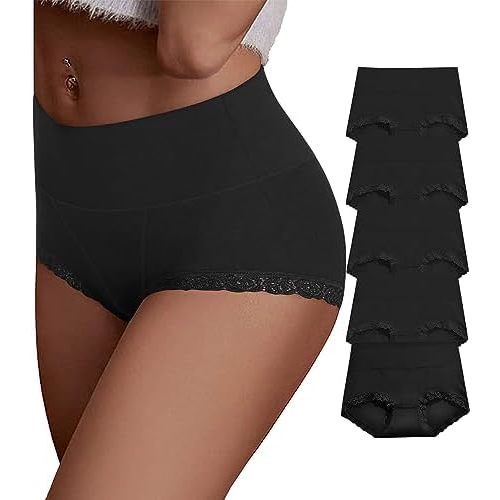 Women's Cotton Underwear,Ladies Soft Stretch Tummy Control Comfy No Muffin Panties Boyshorts