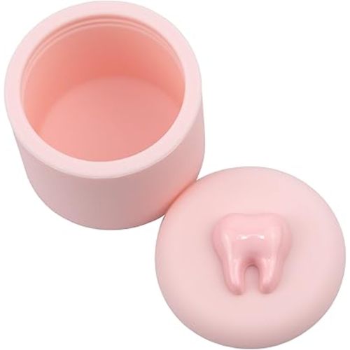 Tooth Fairy Box, Cute Silicone Tooth Keepsake Box, Waterproof Tooth Holder First Tooth Fairy Gifts for Boys Girls Kids Birthday, Baby Shower (Pink010)