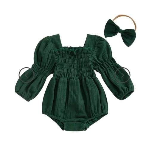 Baby Girl Long Sleeve Solid Vintage Romper – The Trendy Toddlers