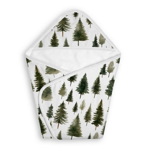 Sweet Jojo Designs Boy, Girl, Unisex/Gender Neutral Hooded Baby Towels Woodland Pine Tree Green and White