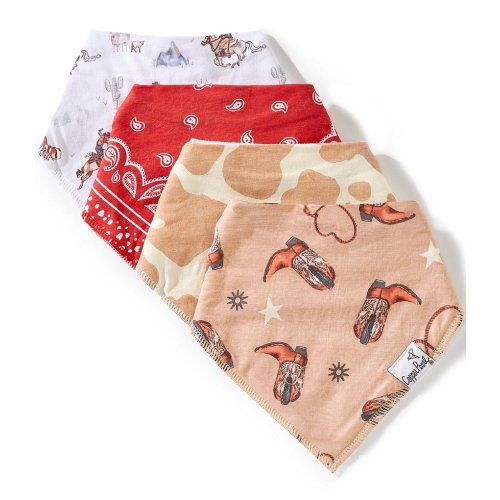 Copper Pearl Baby Boys Boone Western Print Bandana Bibs 4-Pack