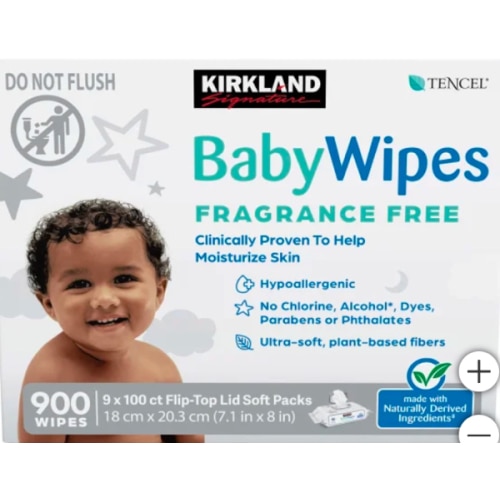 Kirkland Signature Baby Wipes Fragrance Free, 900-count