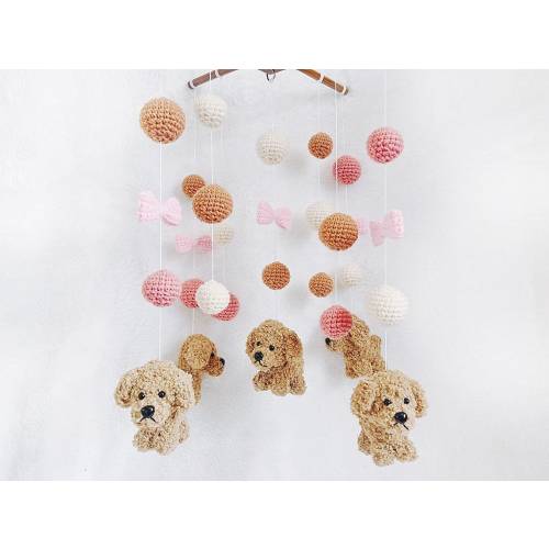 Goldendoodle Crochet Baby Mobile set 2, Dog baby mobile, Nursery decor,Dog crochet mobile, Puppy baby mobile, Baby Shower Gift